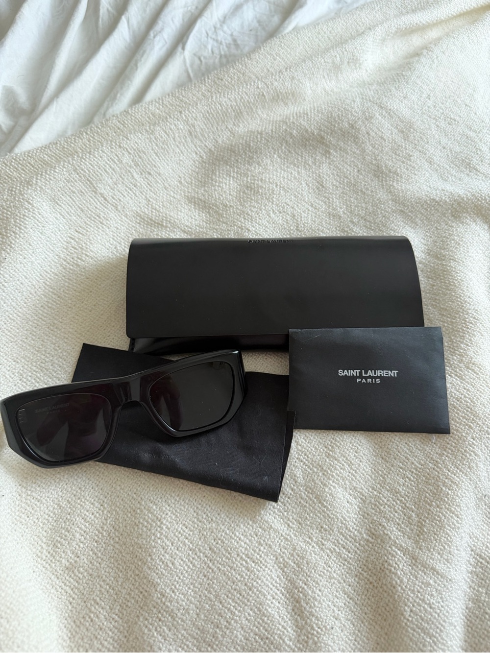 Saint Laurent Black Oversized Rectangular Sunglasses